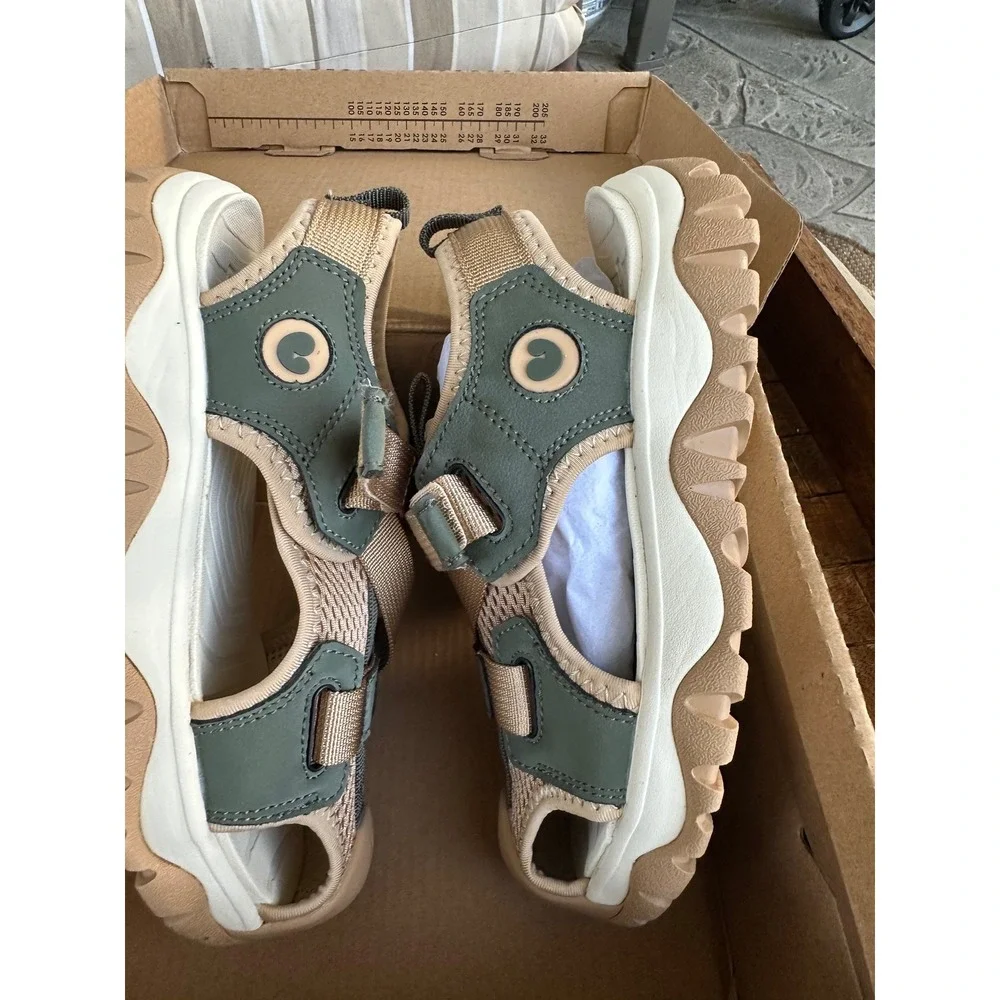 Mini Bala Kids Sport Sandals Olive Green Tan Chunky‎ Sole Adj Straps 2.5  NWTs